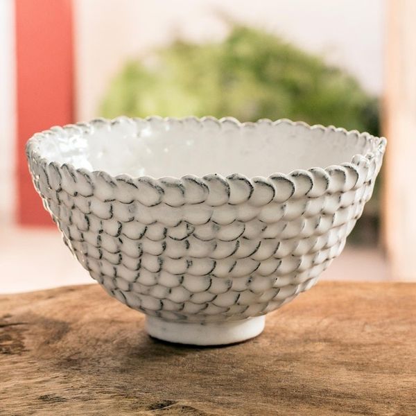 Alternate image for Unique White Serving Bowl from Honduras White Scales