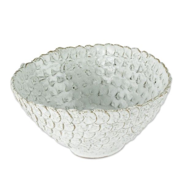 Alternate image for Unique White Serving Bowl from Honduras White Scales