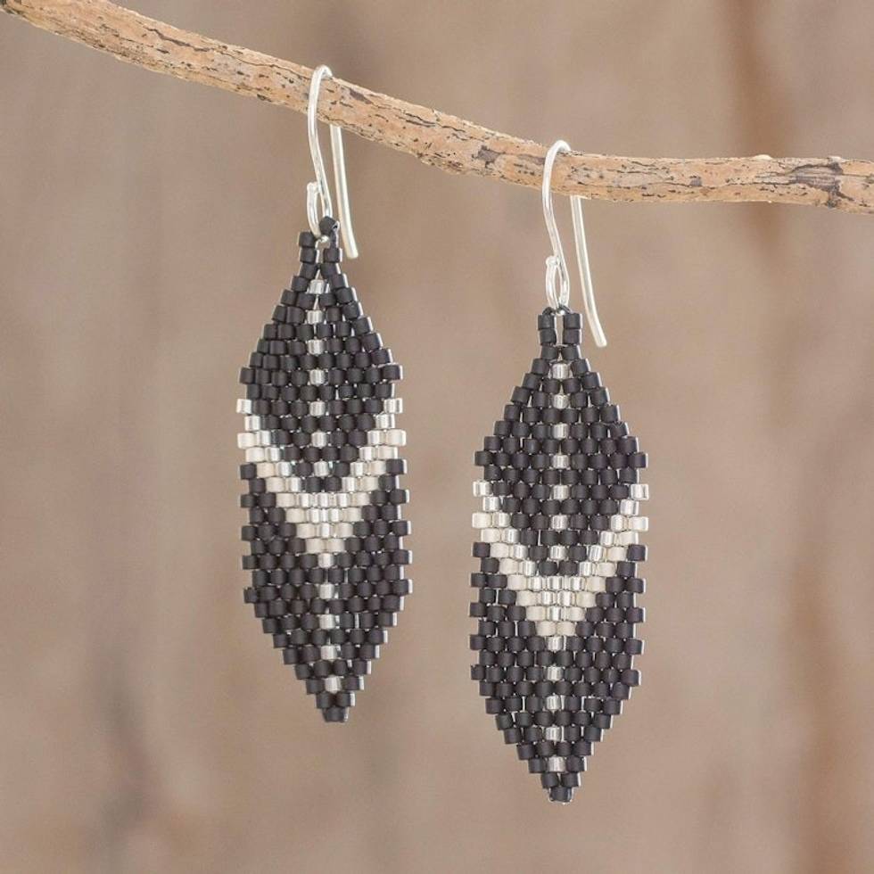 Two-Tone Glass Beaded Dangle Earrings from El Salvador 'Striking Enchantment'