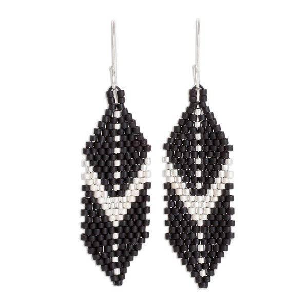 Alternate image for Two-Tone Glass Beaded Dangle Earrings from El Salvador Striking Enchantment