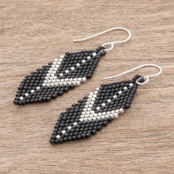 Alternate image for Two-Tone Glass Beaded Dangle Earrings from El Salvador Striking Enchantment