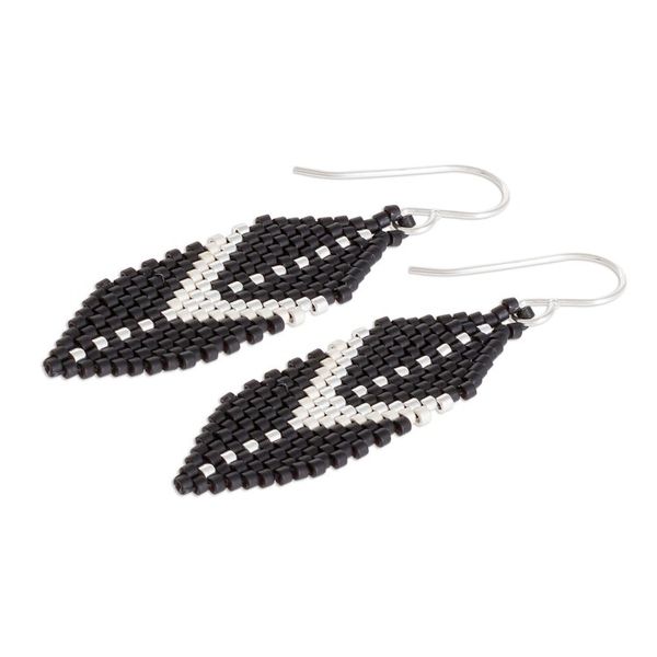 Alternate image for Two-Tone Glass Beaded Dangle Earrings from El Salvador Striking Enchantment