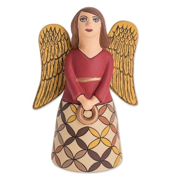 Alternate image for Hand-Painted Ceramic Angel Statuette from Nicaragua Obedient Angel