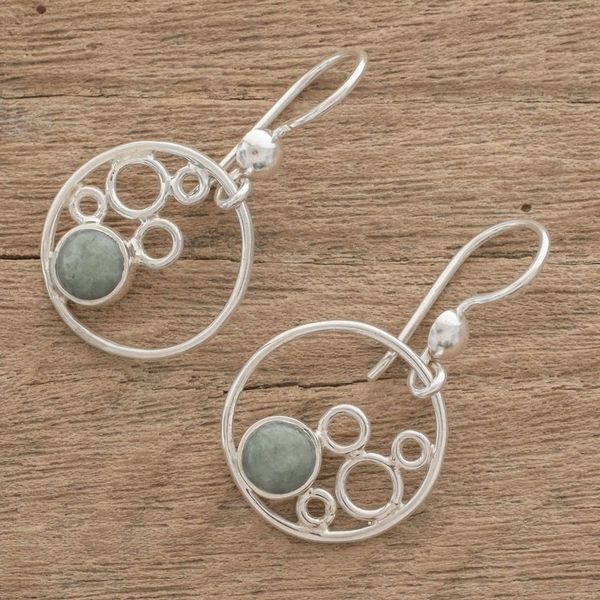 Alternate image for Circle Motif Jade Dangle Earrings from Guatemala Form and Color
