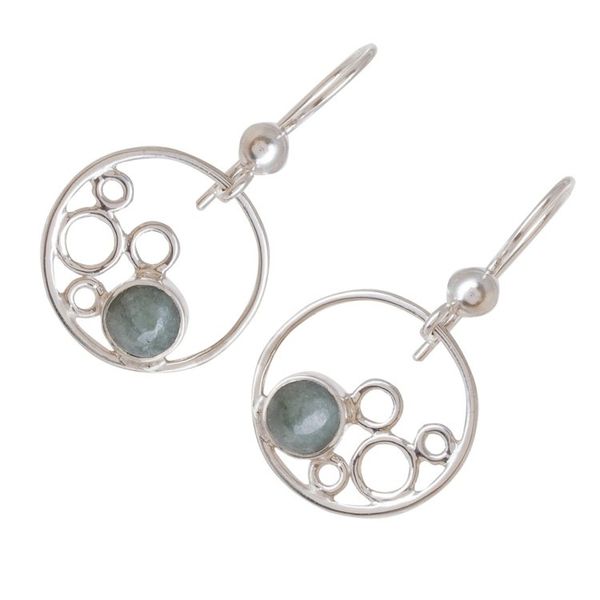 Alternate image for Circle Motif Jade Dangle Earrings from Guatemala Form and Color