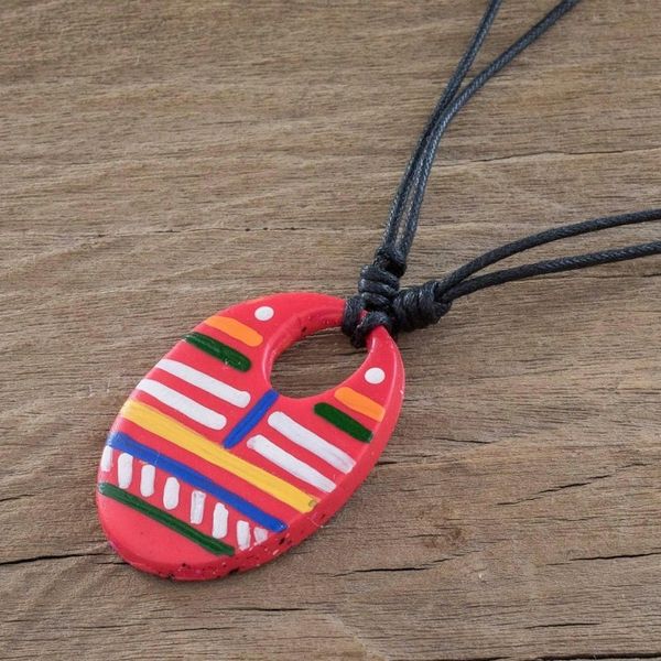 Alternate image for Adjustable Porcelain Pendant Necklace Sacapulas Stripes
