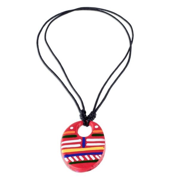 Alternate image for Adjustable Porcelain Pendant Necklace Sacapulas Stripes