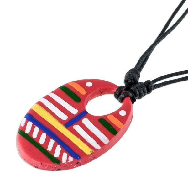 Alternate image for Adjustable Porcelain Pendant Necklace Sacapulas Stripes