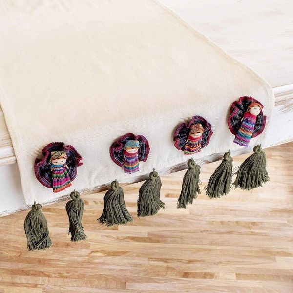 Alternate image for Worry Doll Motif Cotton Table Runner Ixmucans Table