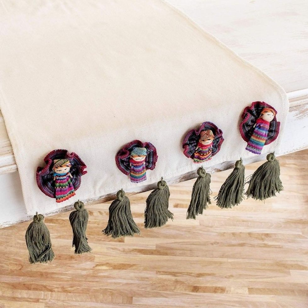 Worry Doll Motif Cotton Table Runner 'Ixmucan's Table'