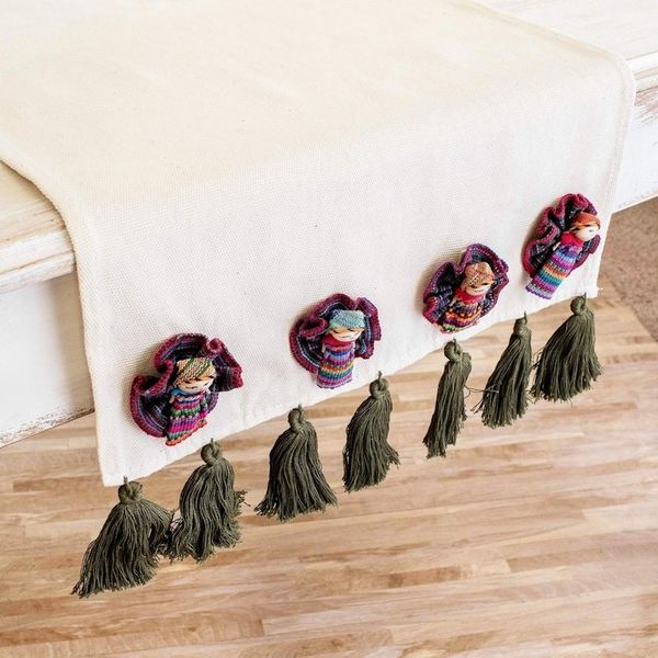 Alternate image for Worry Doll Motif Cotton Table Runner Ixmucans Table