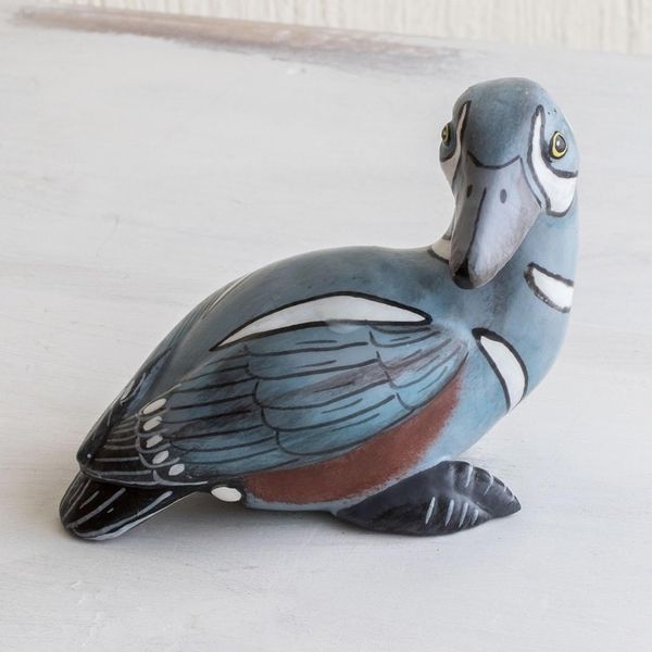 Alternate image for Guatemala Handcrafted Ceramic Harlequin Duck Figurine Male Harlequin Duck