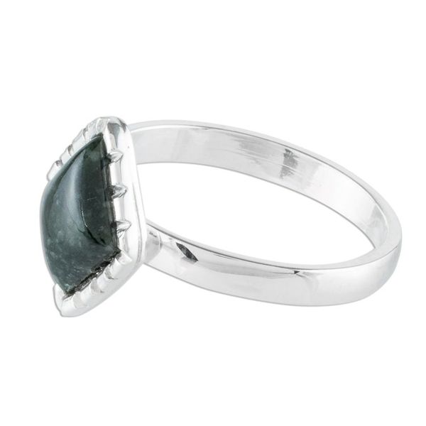 Alternate image for Sterling Silver Ring with a Very Dark Green Jade Diamond Dark Green Diamond