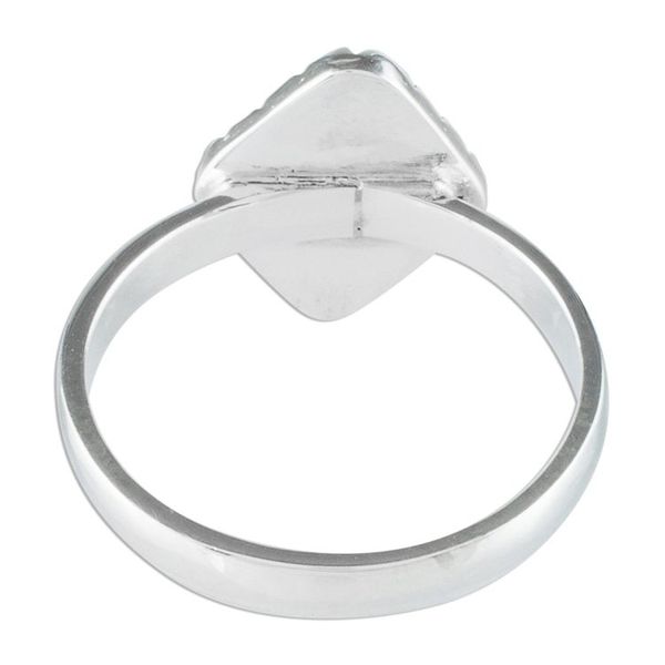 Alternate image for Sterling Silver Ring with a Very Dark Green Jade Diamond Dark Green Diamond