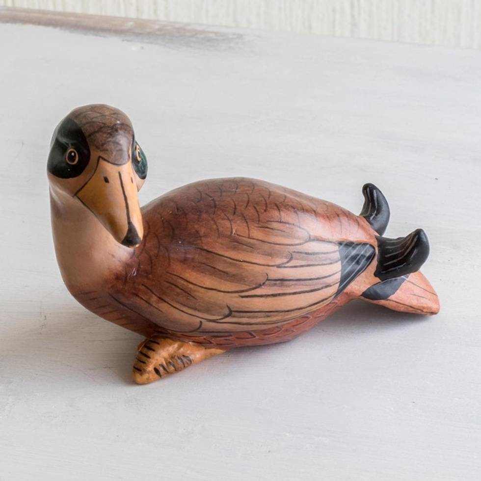Guatemala Handcrafted Ceramic American Black Duck Figurine 'American Black Duck'