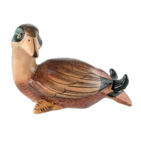 Alternate image for Guatemala Handcrafted Ceramic American Black Duck Figurine American Black Duck