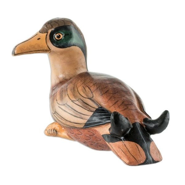 Alternate image for Guatemala Handcrafted Ceramic American Black Duck Figurine American Black Duck