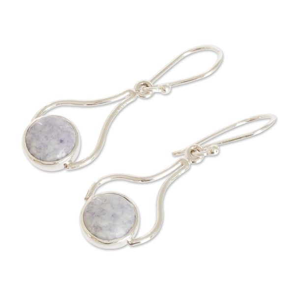 Alternate image for Teardrop Dangle Earrings with Lilac Jade from Guatemala Mixco Reinassance in Lilac