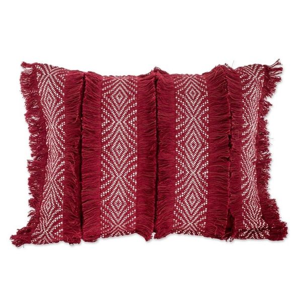 Alternate image for Chili and Eggshell Textured Cotton Cushion Cover Diamond Texture in Chili