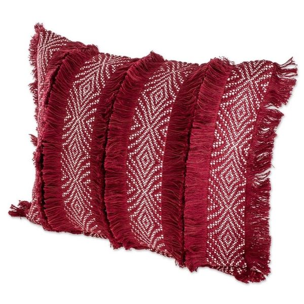 Alternate image for Chili and Eggshell Textured Cotton Cushion Cover Diamond Texture in Chili