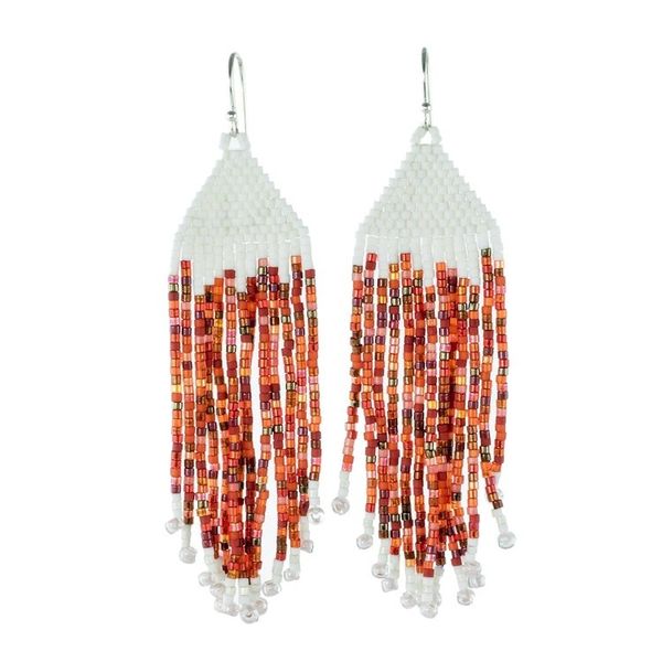 Alternate image for Long Handcrafted Glass Bead Earrings Scarlet Flags