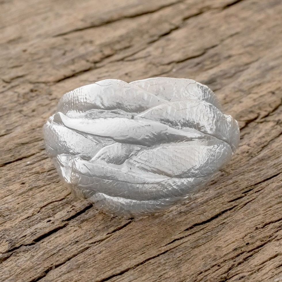 Textured Sterling Silver Cocktail Ring from Costa Rica 'Textured Braids'