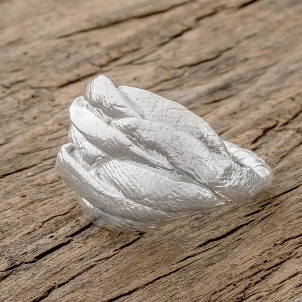 Alternate image for Textured Sterling Silver Cocktail Ring from Costa Rica Textured Braids