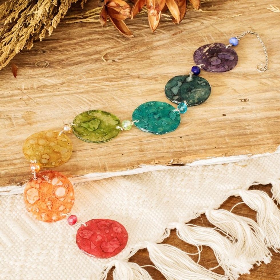 Chakra Themed Recycled CD Hanging Ornament 'Eco Chakra'