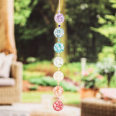 Alternate image for Chakra Themed Recycled CD Hanging Ornament Eco Chakra