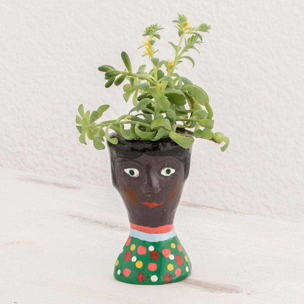 Fun Hand Painted Mini Ceramic Planter 'Carolina'