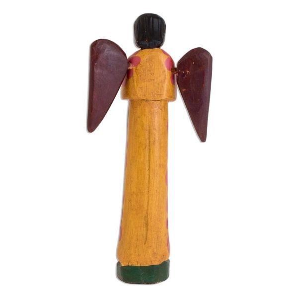Alternate image for Hand-Painted Floral Wood Angel Statuette from Guatemala Call of God