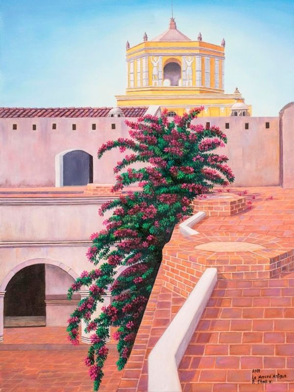 Alternate image for Signed Painting of a Church from Guatemala Ancient Mercy