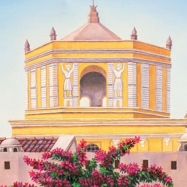 Alternate image for Signed Painting of a Church from Guatemala Ancient Mercy