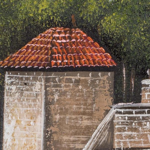 Alternate image for Signed Folk Art Painting of a Guatemalan Ruin Castle of San Felipe de Lara