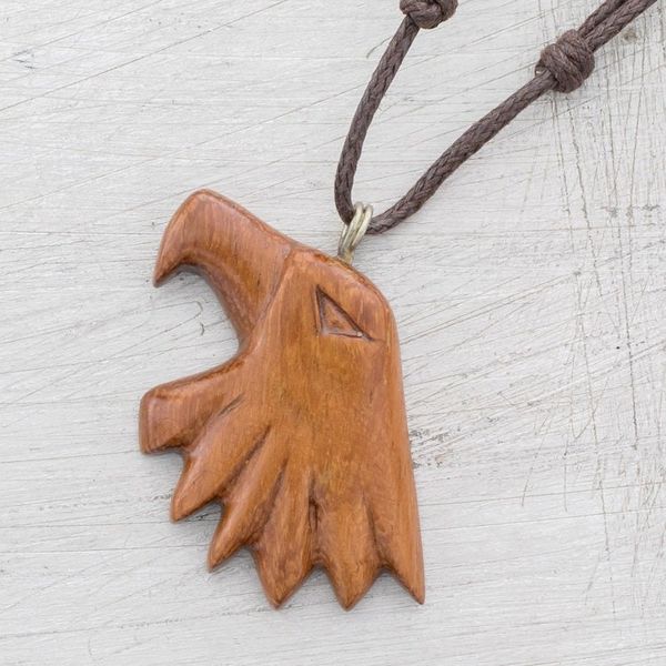 Alternate image for Conacaste Wood Eagle Pendant Necklace from Costa Rica Conacaste Bold Eagle