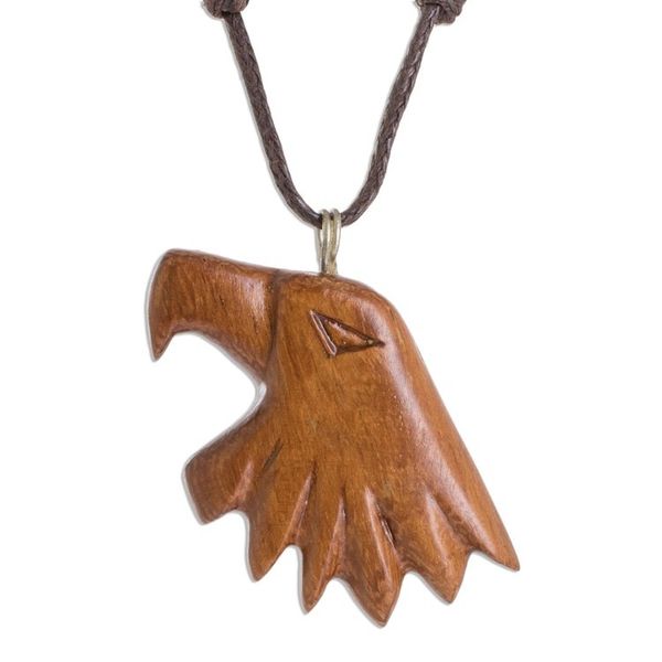 Alternate image for Conacaste Wood Eagle Pendant Necklace from Costa Rica Conacaste Bold Eagle