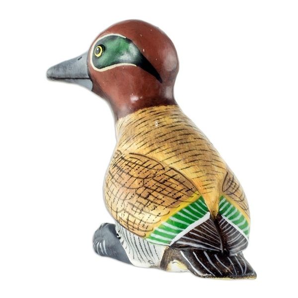 Alternate image for Hand-painted Ceramic Duck Patio Sculpture From Guatemala Green-Winged Teal