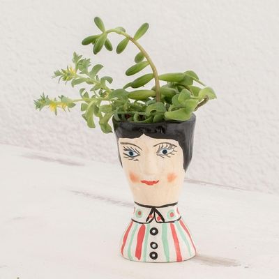 Main image for Hand Crafted Mini Ceramic Planter with Face Bianca