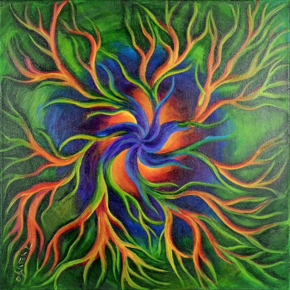 Signed Abstract Painting from Costa Rica 'Germinating'