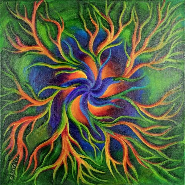 Alternate image for Signed Abstract Painting from Costa Rica Germinating