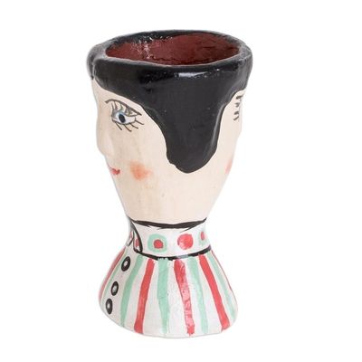 Alternate image for Hand Crafted Mini Ceramic Planter with Face Bianca