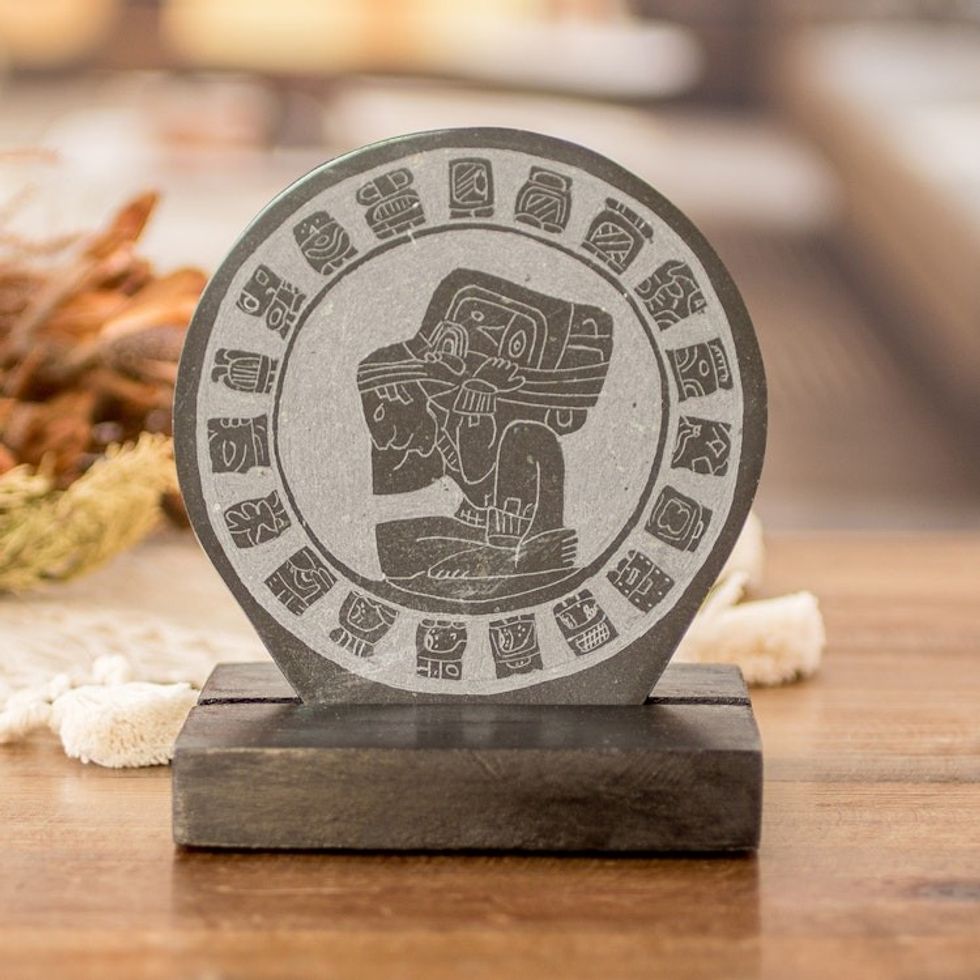Handmade Jade Plaque of a Mayan Porter from Guatemala 'Mayan Porter'