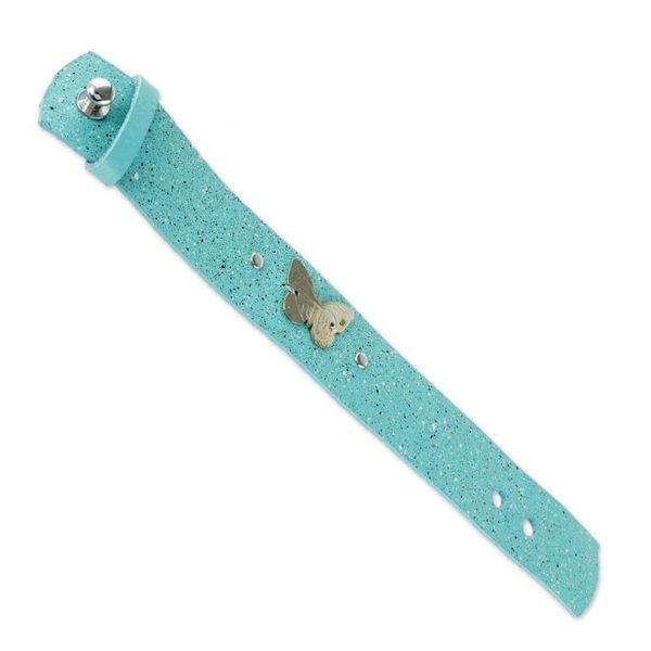 Alternate image for Blue Leather Wristband Bracelet with Butterfly Butterfly Medallion