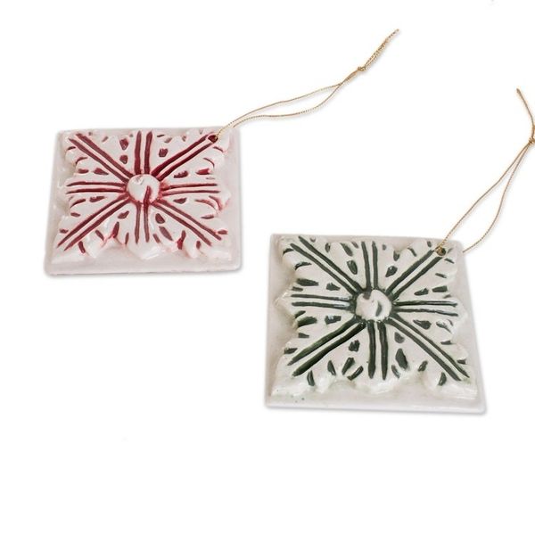 Alternate image for Assorted Color Ceramic Azalea Ornaments Set of 4 Multicolored Azaleas