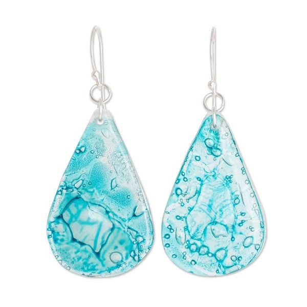 Alternate image for Guatemalan Eco-Friendly Recycled CD Earrings Aqua Drops
