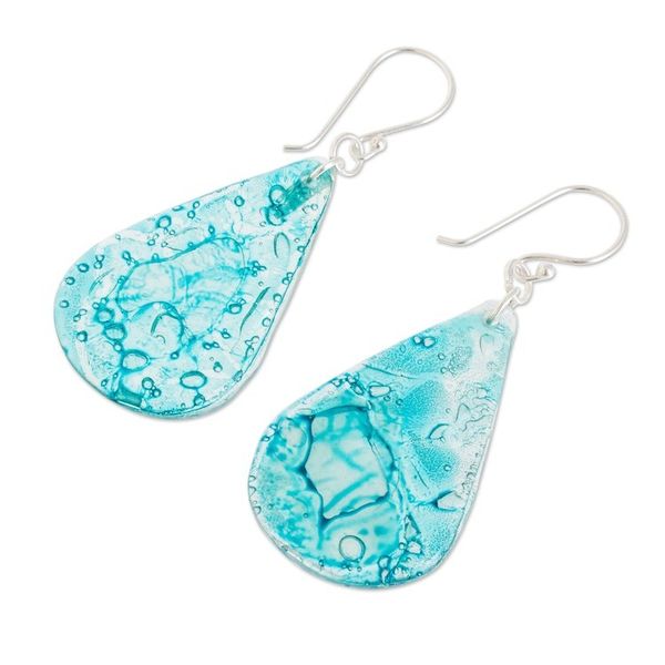 Alternate image for Guatemalan Eco-Friendly Recycled CD Earrings Aqua Drops