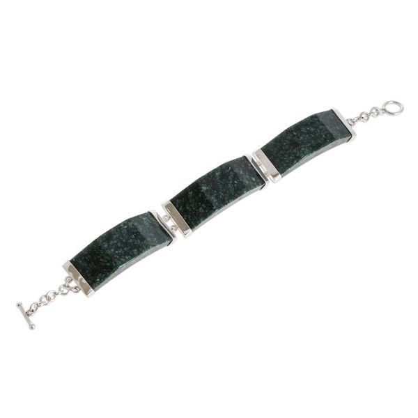 Alternate image for Dark Green Jade Link Bracelet from Guatemala Simple Panels in Dark Green