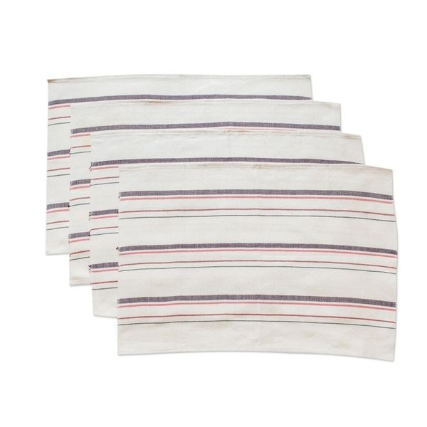 Alternate image for Striped Hand Woven Cotton Placemats Set of 4 Individualist in Grape