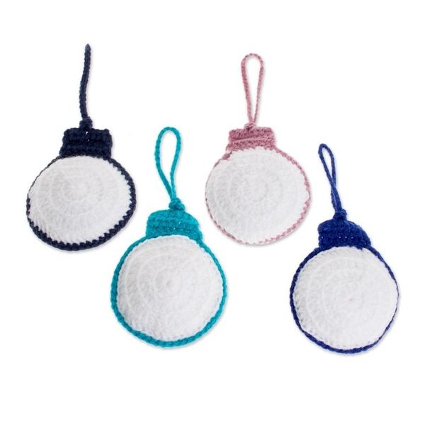 Alternate image for Hand-Crocheted Round Ornaments from Guatemala Set of 4 Round Baubles