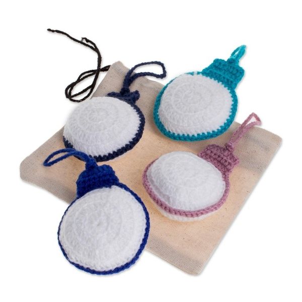 Alternate image for Hand-Crocheted Round Ornaments from Guatemala Set of 4 Round Baubles